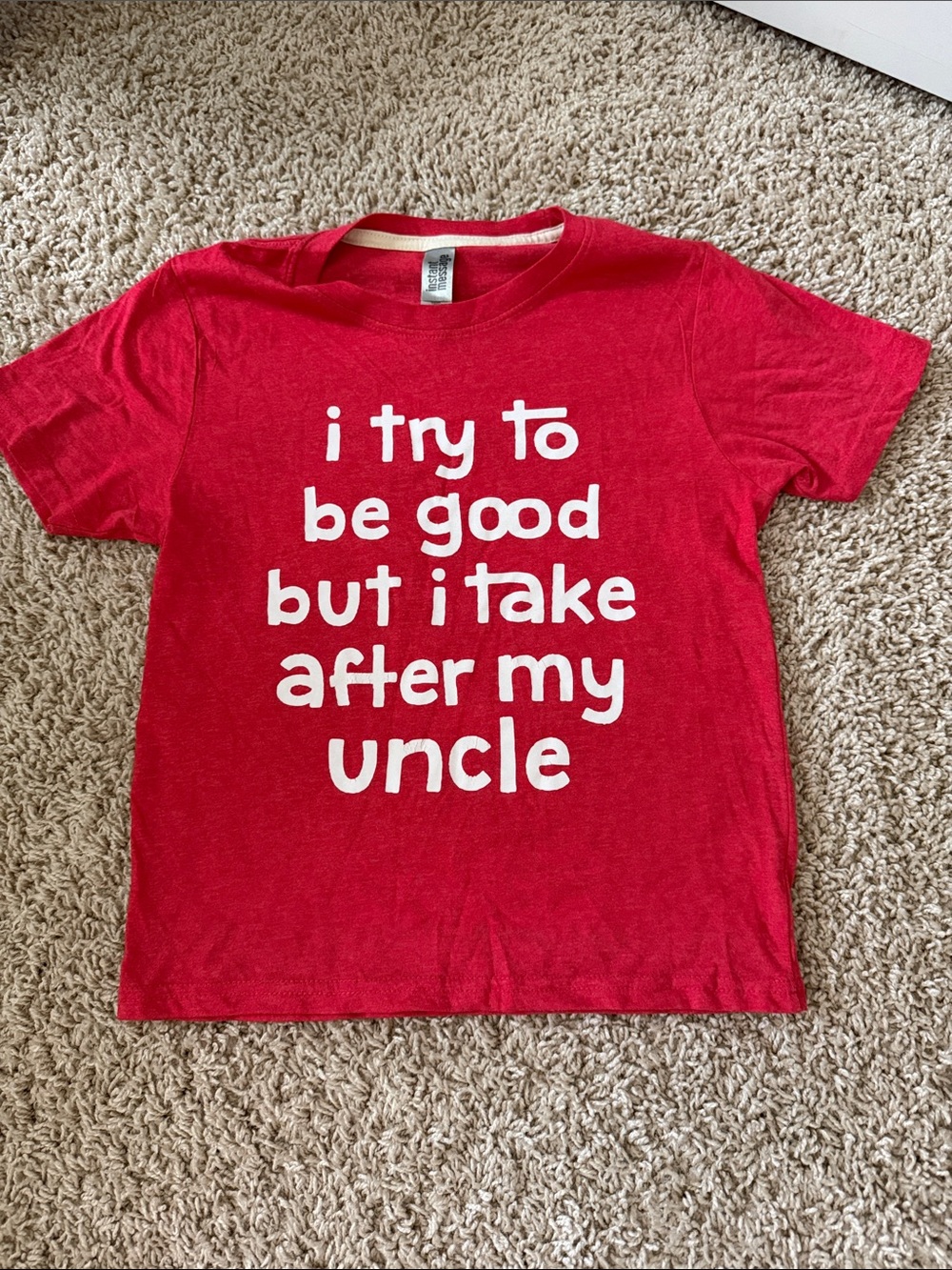 Kids Red Graphic Tee - "I Try To Be Good"
